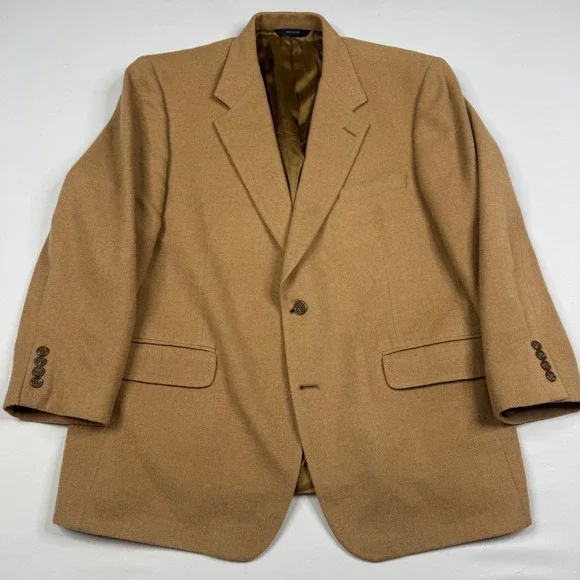 Brooks Brothers Camel Hair Blazer Mens 44 Short Tan 2 Button Sport Coat USA