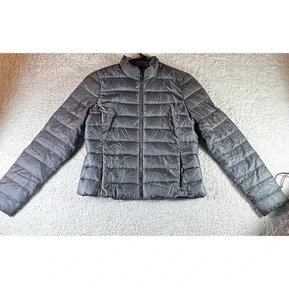Michael Kors Down Puffer Jacket Black Quilted Hidden Hood Womens Medium