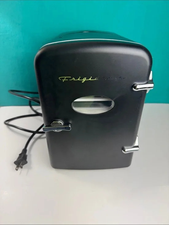 Frigidaire Retro Mini Fridge Black 4L 6 Can Skincare Cooler