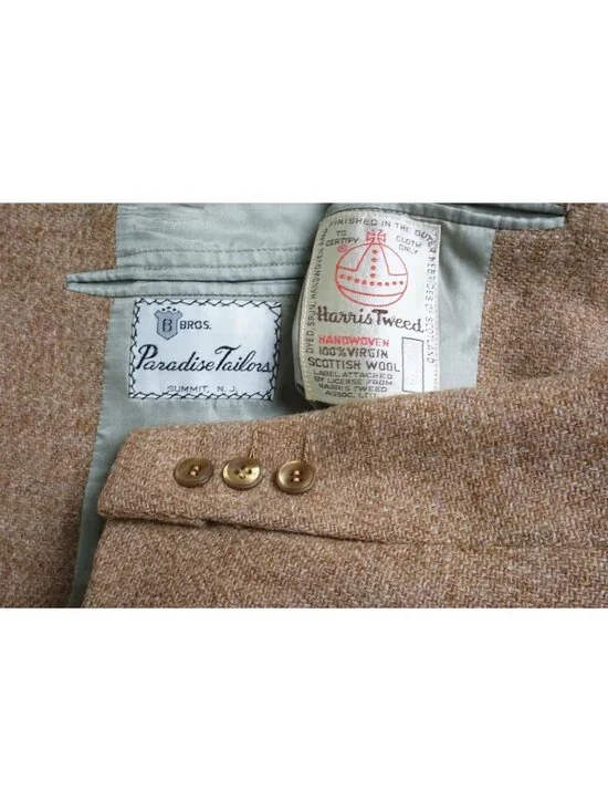Harris Tweed 1975 Custom Brown Woven Sport Coat Jacket Sz 38R