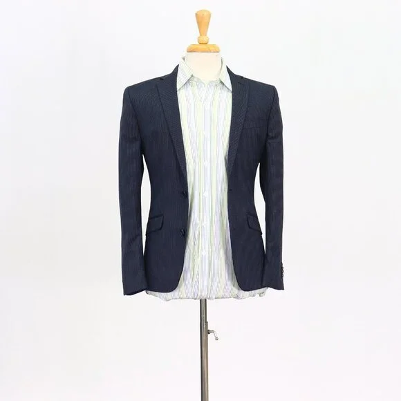 Kenneth Cole 36R Blue Blazer Sport Coat Jacket 2-Button Solid Y788