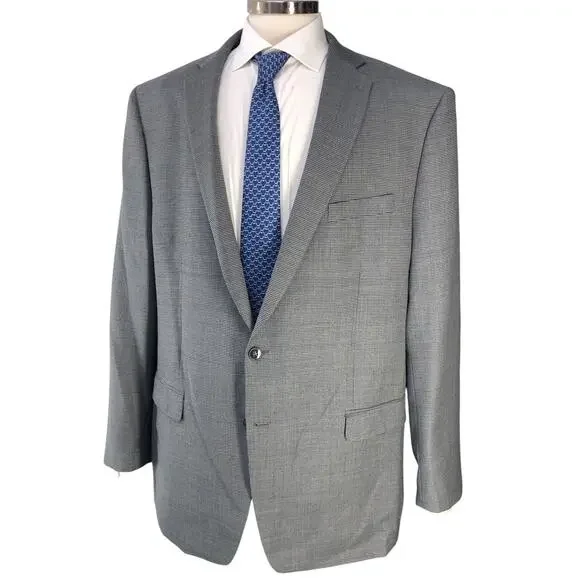 Calvin Klein Mens Size 48L Sport Coat Blazer Jacket Micro Check Gray