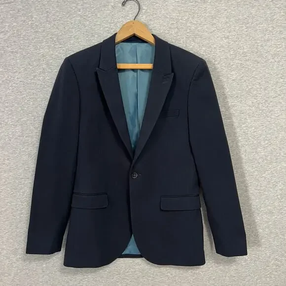 Topman Classic Navy Blazer - Size 38R - Peak Lapel