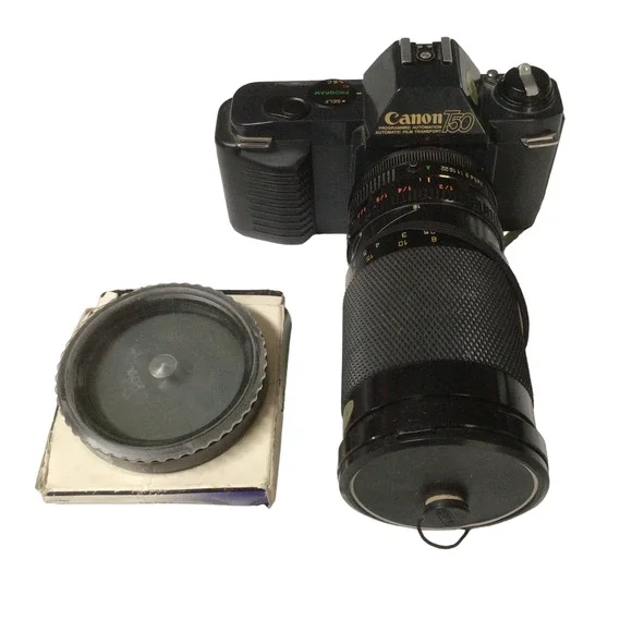 Untested Canon T50 35mm Film Camera Soligor 35-200mm Lens & hoya Filter 912A