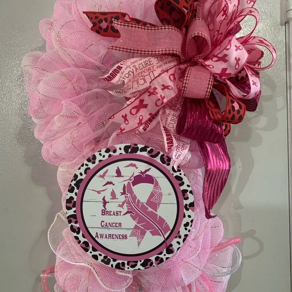Hand Crafted Pink and White Holiday Wreath
