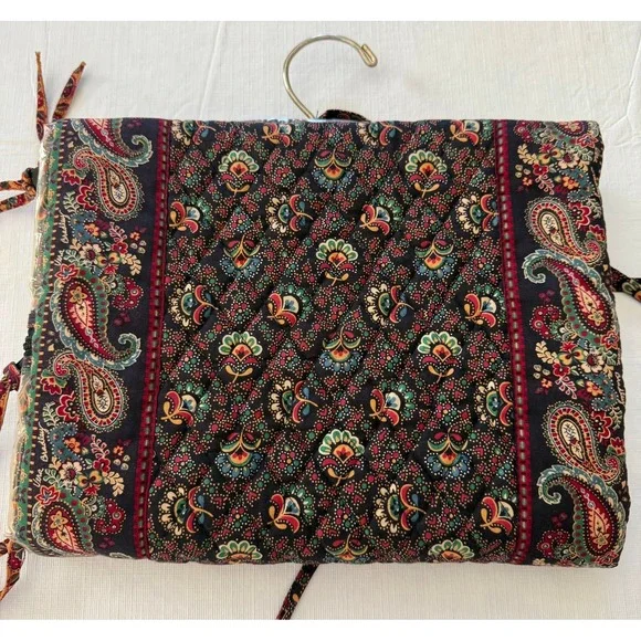 Vera Bradley Vintage Quilted Paisley Hanging Travel Organizer Collette Black