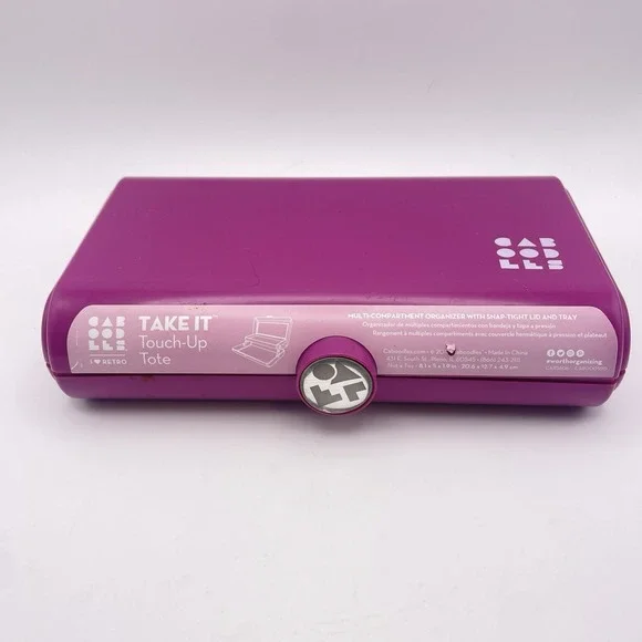 Caboodles Take It Touch Up Cosmetic Makeup Organizer Pink 2 Tier‎ W/Mirror