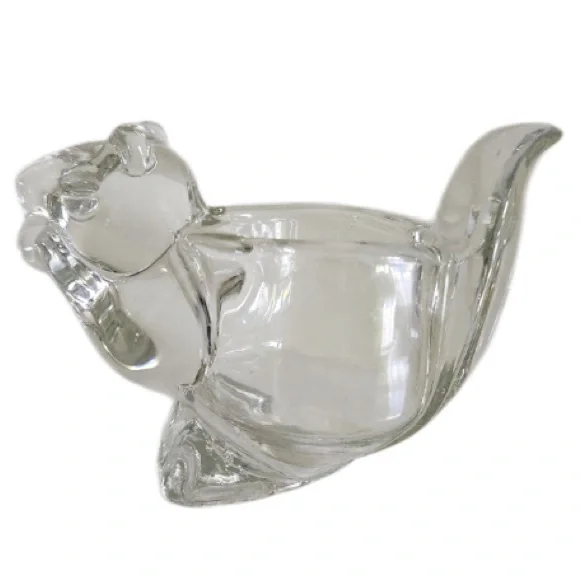 Avon clear glass squirrel votive candle holder