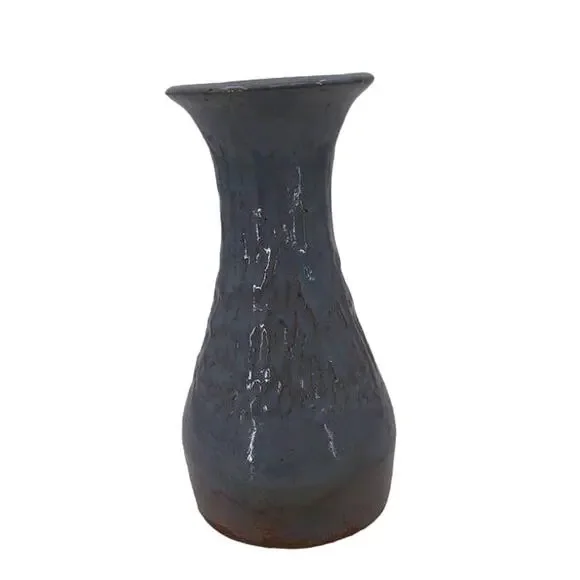 Art Pottery Handmade Blue Textured Glazed 6