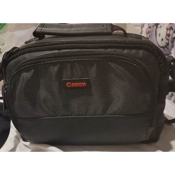 Canon Black Nylon Padded Camera Shoulder Bag with Strap & Accessory Compartments