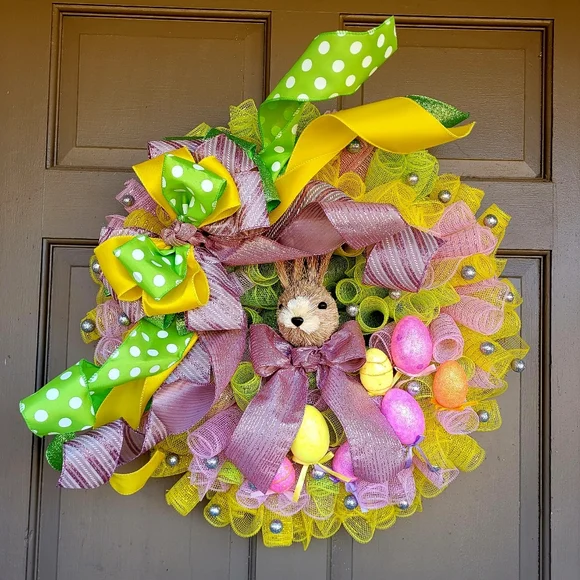 New Handmade Easter Wreath 25 Inches Easter Bunny Wreath