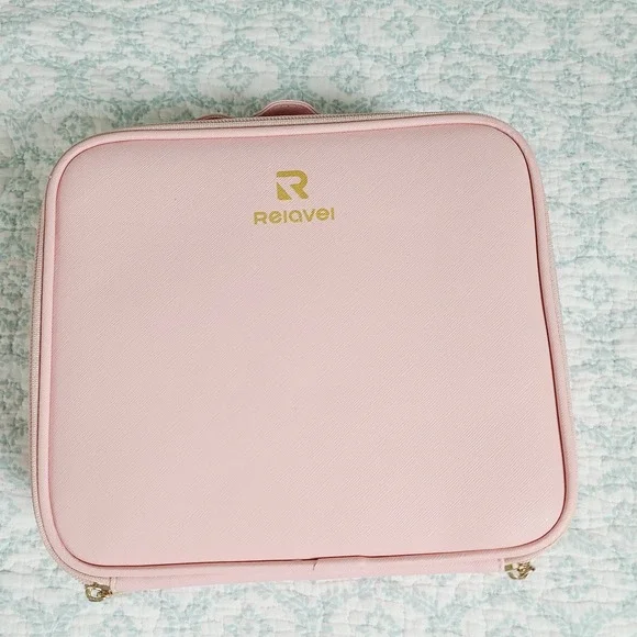 Relavel Pink Travel‎ Makeup Organizer Hard Shell Coquette Minimalist Clean Girl