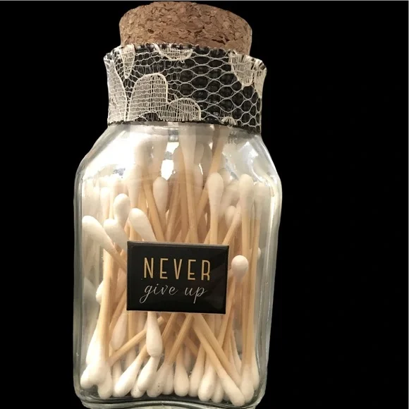 Cute Decorative Storage Bottle - Q-Tips, Included