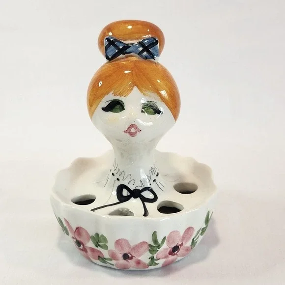 Vintage Lady Head Vintage Lipstick Holder Quadrifoglio‎ Italy 60s (?)