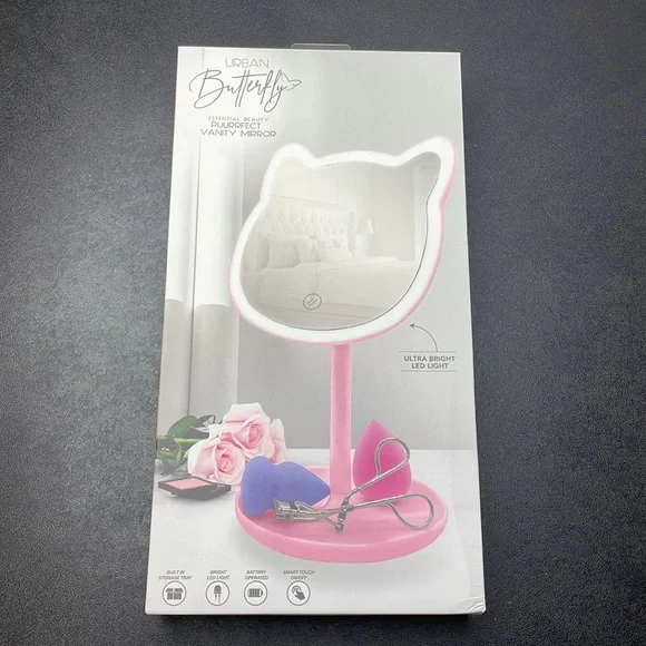 URBAN BUTTERFLY VANITY MIRROR KITTY SHAPED PINK