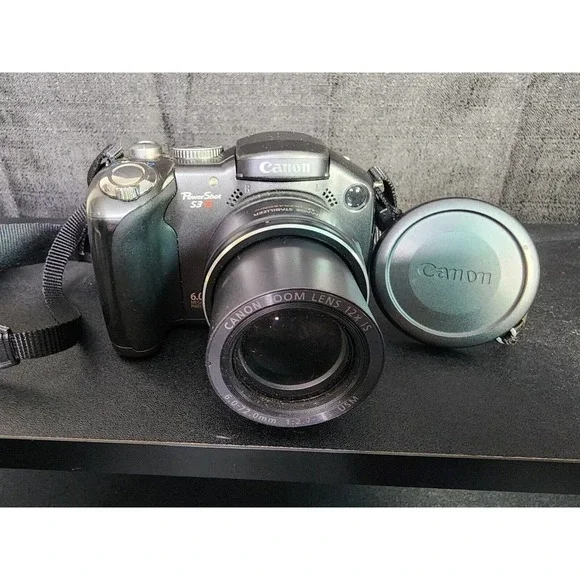 Canon PowerShot S3 IS 6.0MP Digital Camera - Black For Parts W Falchi Sport Case