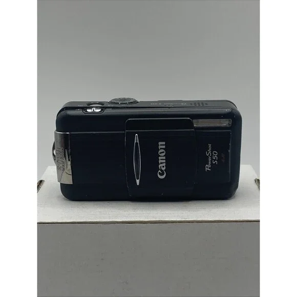 Canon PowerShot S50 5MP Digital Camera Black AS-IS Untested Cosmetic Wear