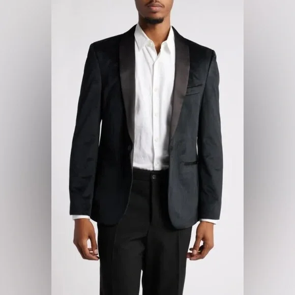 OPEN EDIT Velvet Dinner Jacket In Black