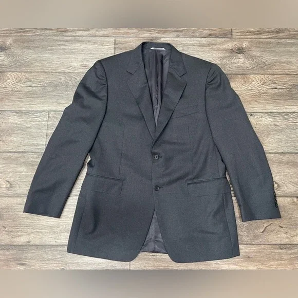 Canali Modern Fit Pure Wool Brown‎ Label 13220 Two Button Dark Gray Blazer 42R