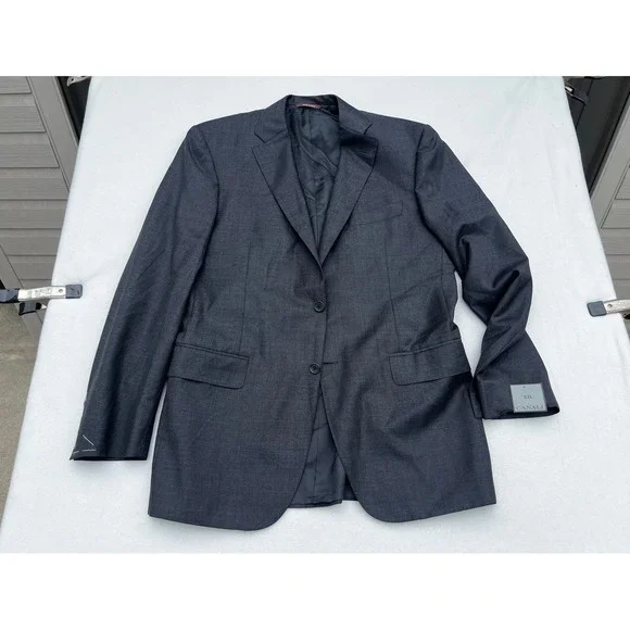 Canali‎ 52L Men's Gray Wool Two Button Blazer Sport Coat Jacket New Unstructured