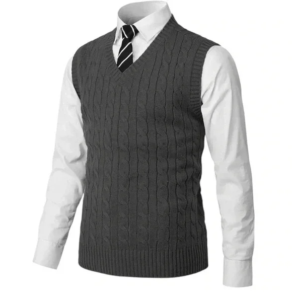 CLUB ROOM Men’s Cable Knit V-Neck Sweater Vest