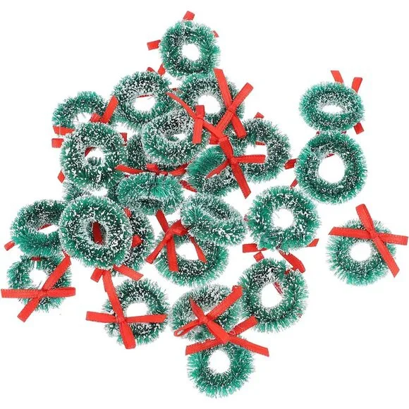 24Pcs Mini Christmas Wreaths - Vivid Dollhouse Decorations for Festive Cheer