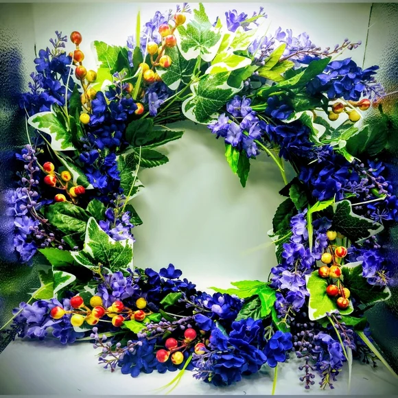 Vibrant Purple, Lavender, and Green Foliage Wreath 24