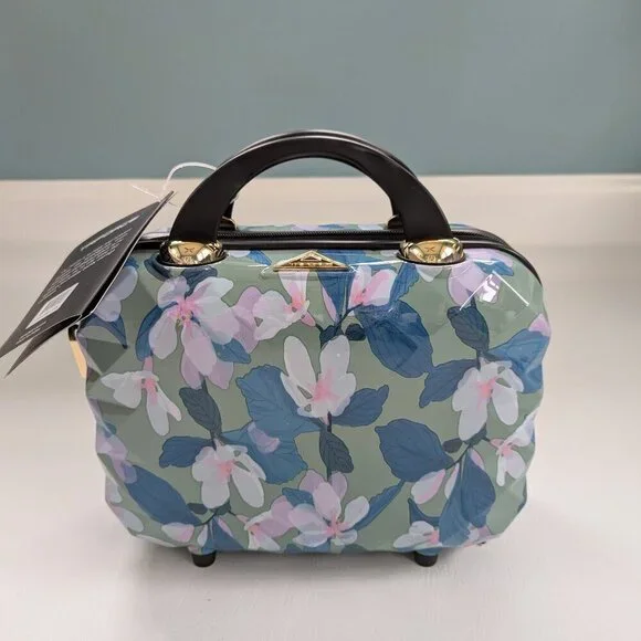 NWT Triforce Firenze Collection Travel Beauty Case Hard Shell Green Floral
