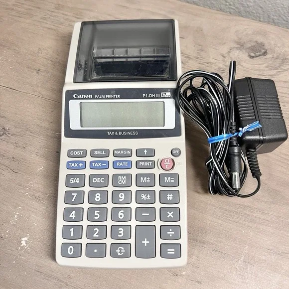 Vtg Canon P1-DH III Printing Calculator Palm Printer‎ w/ AC Adapter Tested Works