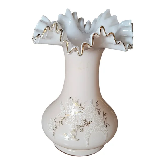 Bohemia Crystalex Pink Vase rare Lady Flower Design Hansmade.