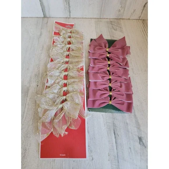 Pink light white bow xmas home decor set decor‎ accessories