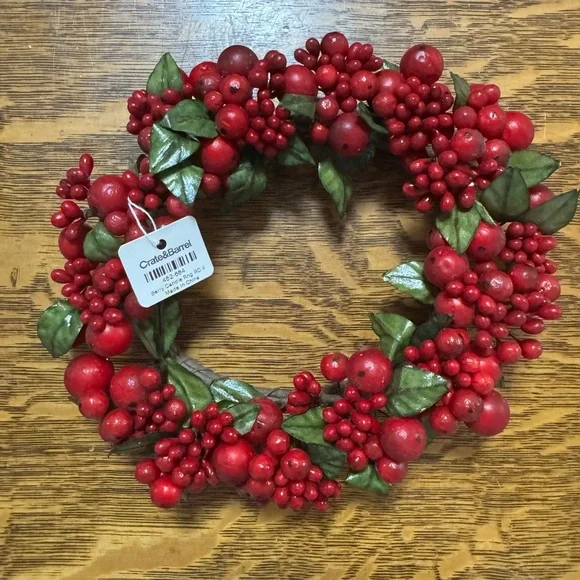 Crate&Barrel 8” Red Berry Holiday Wreath