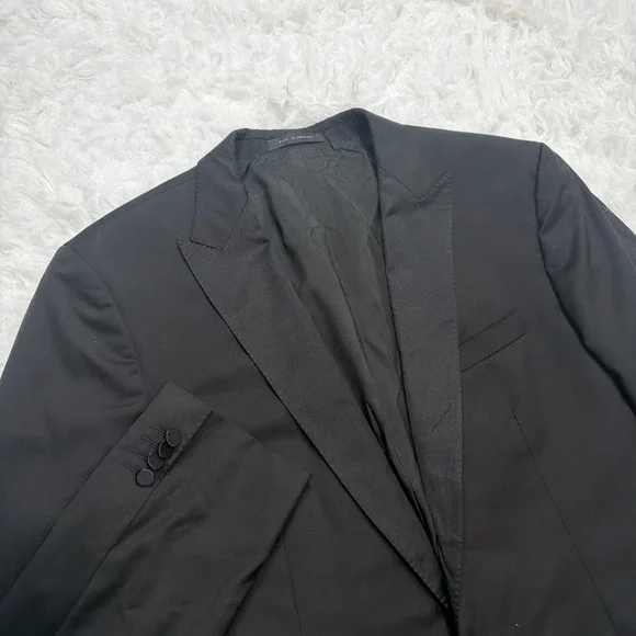 HUGO BOSS Modern 1 Button Tuxedo Jacket Men 44L Long Black Tux Silk Lapel Formal