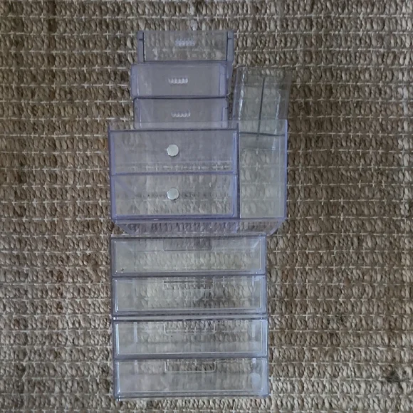 Multiple Acrylic Transparent Multi-Drawer Makeup Organizers 5 Total