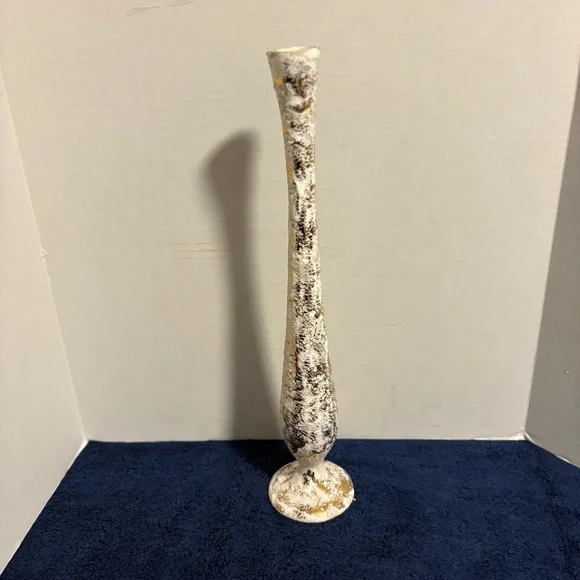 MCM 1950’s Marcia of California Slender Gold Tweed Bud Vase 17” Tall - Marked