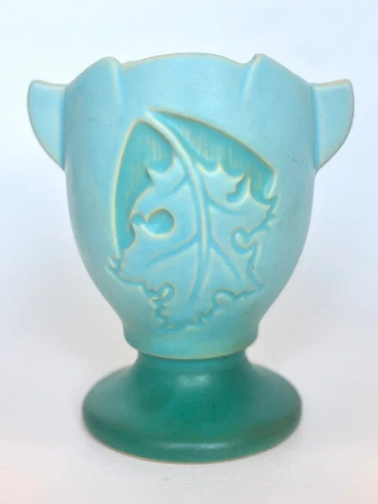 Roseville Silhouette 779-5 Vase Aqua Blue Seafoam Oak Leaf Urn Flower Arrranger