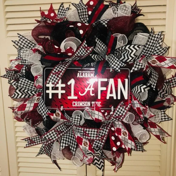 Alabama Crimson Tide Fan Wreath - Red and Black