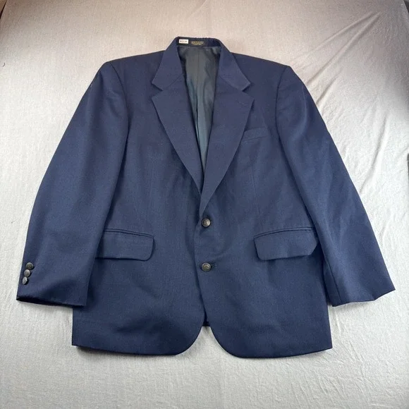 Oscar de la Renta 100% Wool Blazer Mens 42S Blue Sport Coat Dress Jacket Preppy
