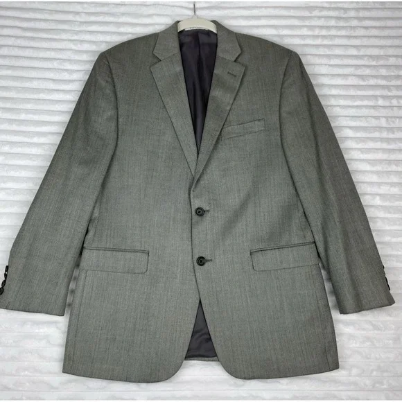 Lauren Ralph Lauren Silk Wool Suit Coat Jacket Men's 40R Beige/Brown Herringbone
