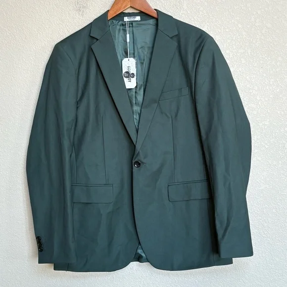 NWT Coofandy Men’s Dark Green Stretch One-Button Blazer Sport Coat M Office