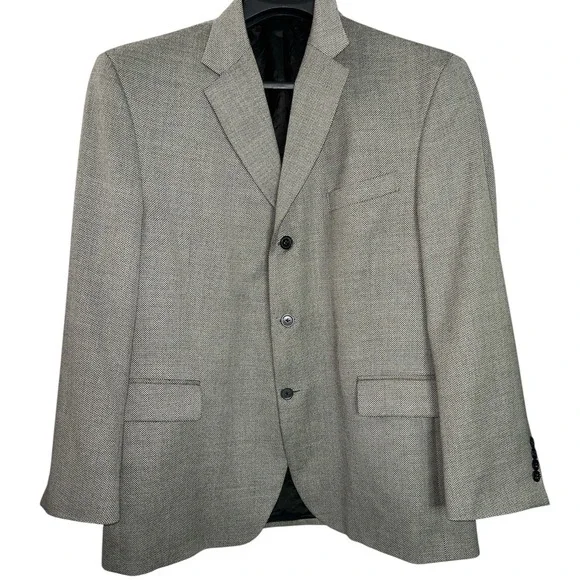 Dockers Mens Wool Blend Blazer Sport Coat 44R Beige Weave‎ Three Button Classic