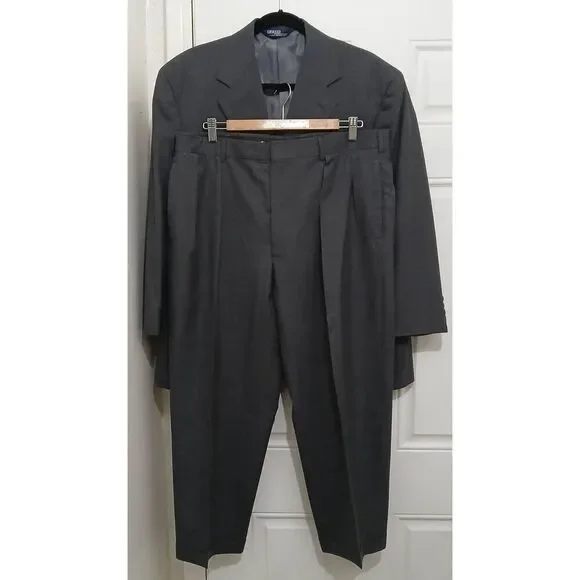 Vintage polo ralph lauren mens 44 Short blazer virgin wool 38S pants suit gray