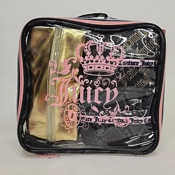 Juicy‎ Couture Makeup Cosmetic Organizer Travel Case 4 Piece Set