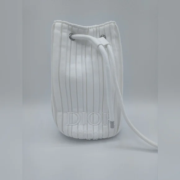 Dior Beauty 2023 Coffret Pleated White Drawstring Pouch Bag New In Box Gift