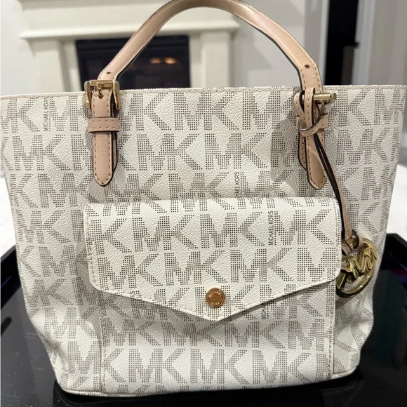 Michael Kors Beige and Tan Shoulder Bag