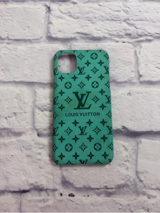Louis Vuitton Teal Monogram Phone Case with Dark Green Print