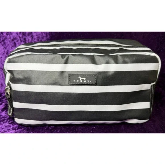 Scout Bag 3 Zip Toiletry Bag‎ FLEETWOOD BLACK Black White Medium Cosmetics