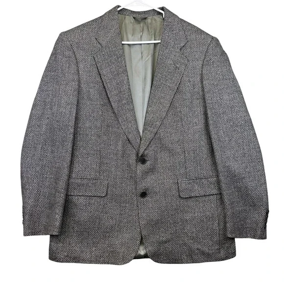 Vintage Christian Dior Sport Coat Blazer Mens 42R Gray Wool Silk Tweed Check‎