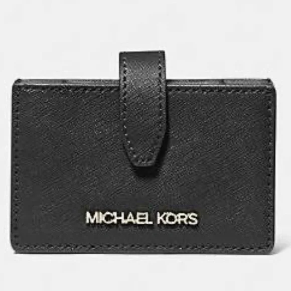 Michael Kors Jet Set Accordion Leather Card Case in Black NWT