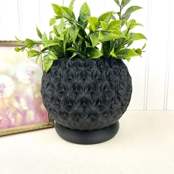 Geometric Planter, Trihex Planter Pot, Faceted Diamond Texture, Indoor Flower